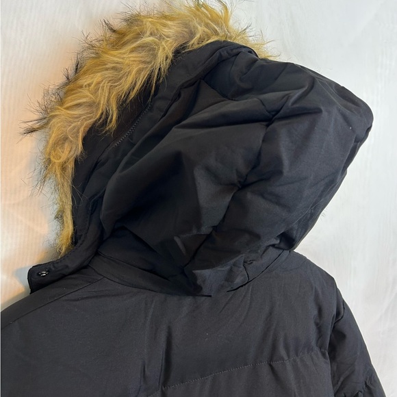 NWT Womens Black Faux Fur Trimmed Hooded Coat / Large - Picture 15 of 15